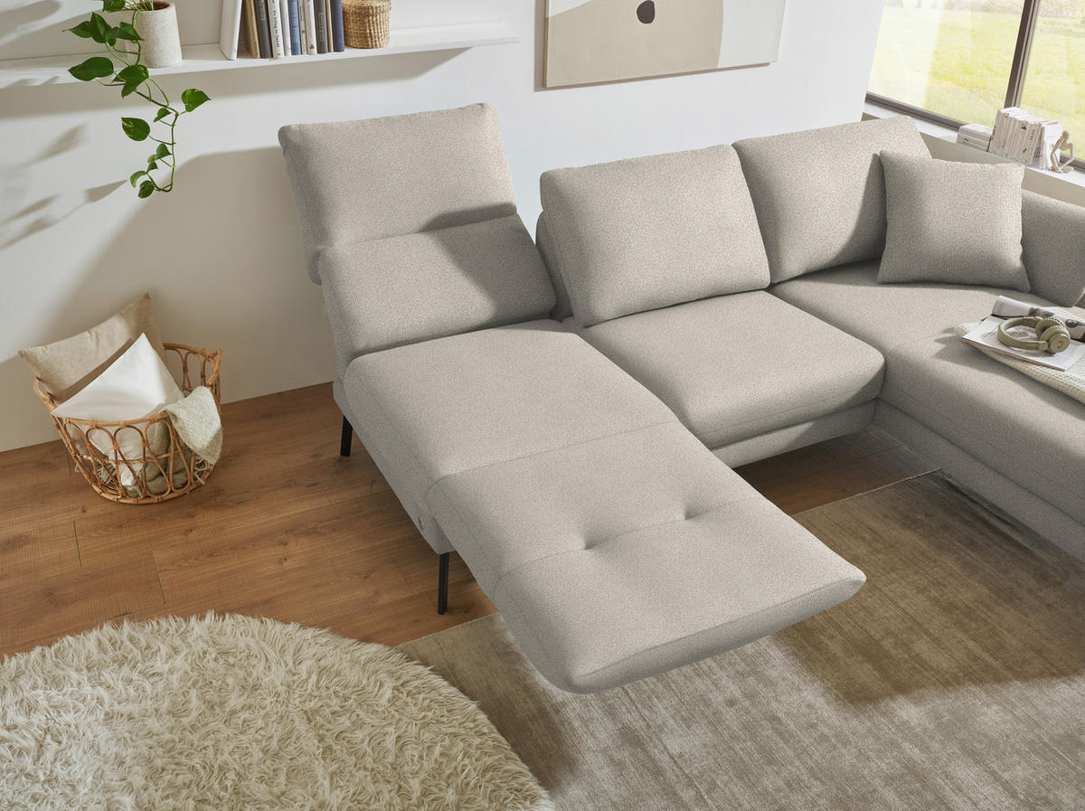 ECKSOFA  in Flachgewebe Naturfarben  255-365/175-224 cm  - Schwarz/Naturfarben, Design, Textil/Metall (255-365/175-224cm) - Dieter Knoll