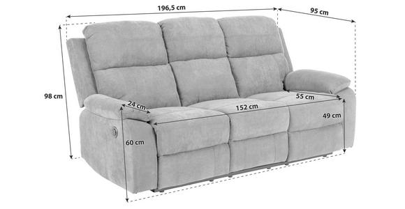 3-SITZER-SOFA Chenille Dunkelgrau  - Dunkelgrau/Schwarz, KONVENTIONELL, Textil/Metall (196,5/98/95cm) - Carryhome