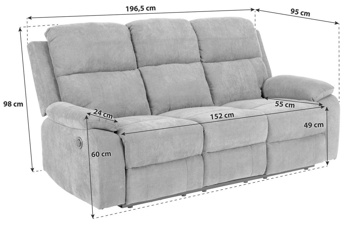 3-SITZER-SOFA in Chenille Dunkelgrau  - Dunkelgrau/Schwarz, Konventionell, Textil/Metall (196,5/98/95cm) - MID.YOU