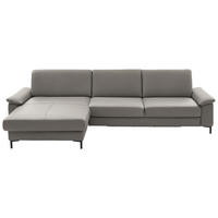 ECKSOFA Echtleder Hellgrau  - Hellgrau/Schwarz, Design, Leder/Metall (176/334cm) - Dieter Knoll