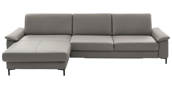 ECKSOFA  in Echtleder Hellgrau  176/334 cm  - Hellgrau/Schwarz, Design, Leder/Metall (176/334cm) - Dieter Knoll