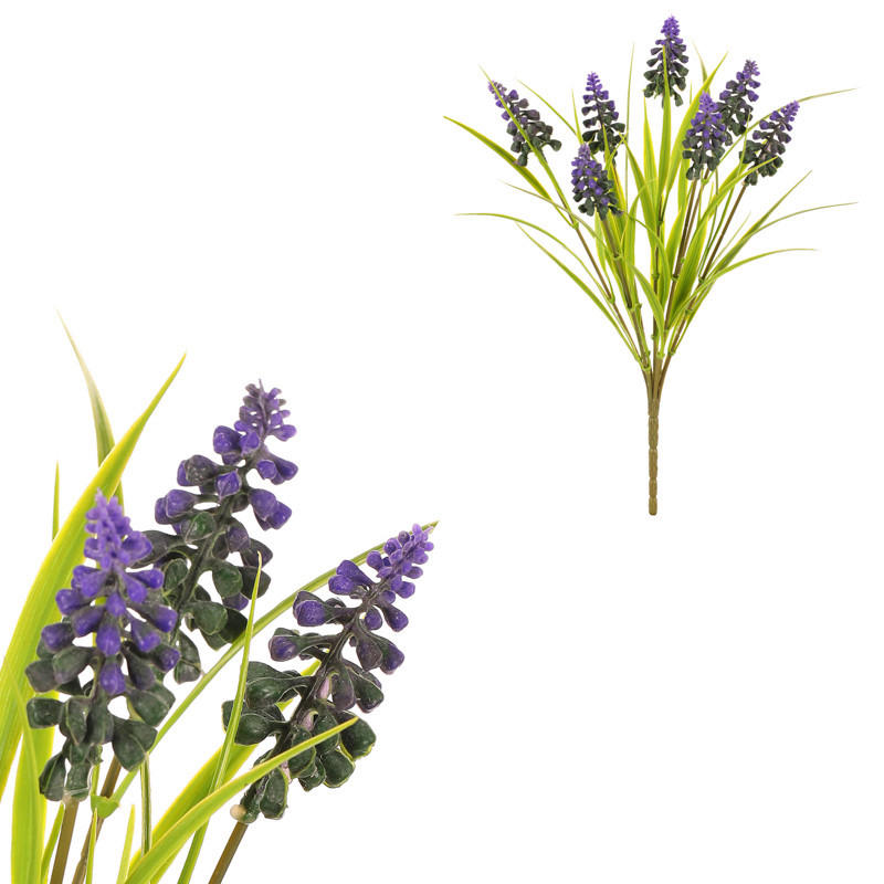 UMELÝ KVET 33 cm - lila/modrá, Basics, plast (33cm)