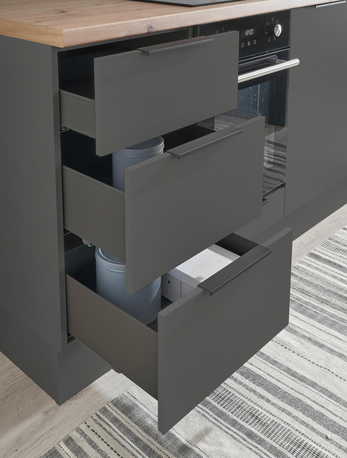 KÜCHENLEERBLOCK   in Graphitfarben  - Schwarz/Graphitfarben, Basics, Holzwerkstoff/Metall (180/210/60cm) - Carryhome