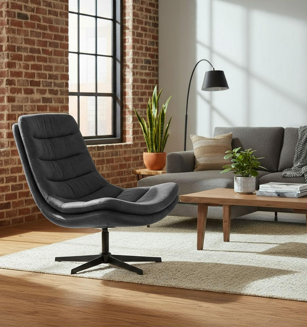 SESSEL in Lederlook Schwarz  - Schwarz, MODERN, Textil/Metall (81/91/94cm) - Livetastic