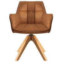 ARMLEHNSTUHL Webstoff  - Eichefarben/Orange, Basics, Holz/Textil (61/85/63cm) - MID.YOU