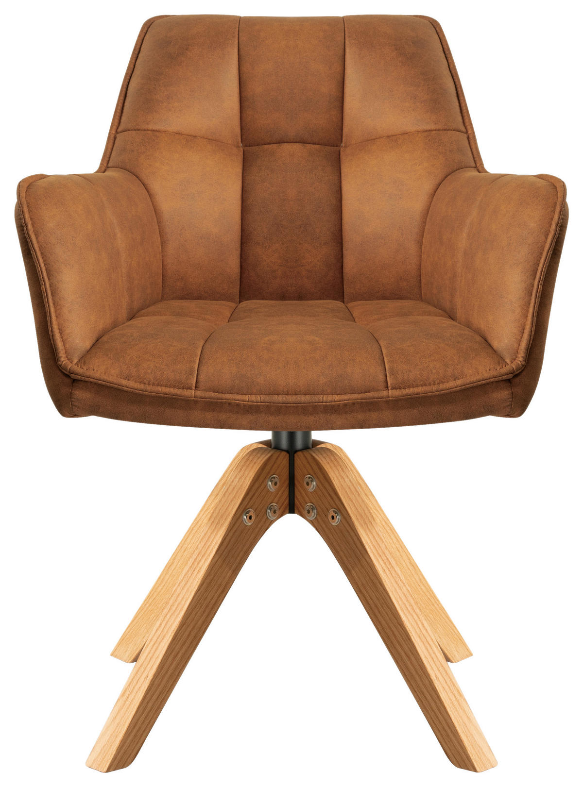 ARMLEHNSTUHL Webstoff  - Eichefarben/Orange, Basics, Holz/Textil (61/85/63cm) - MID.YOU