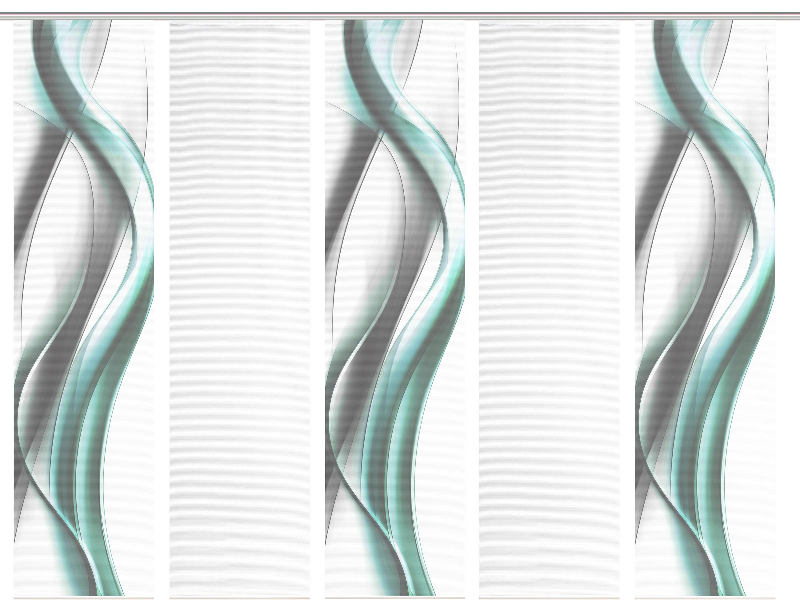 XXXLutz Flächenvorhang Cara Grau, Weiß, Mintgrün 60x260 cm