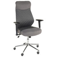 DREHSTUHL Lederlook, Webstoff Anthrazit, Dunkelgrau  - Chromfarben/Dunkelgrau, KONVENTIONELL, Textil/Metall (68/112-120/68cm) - Boxxx