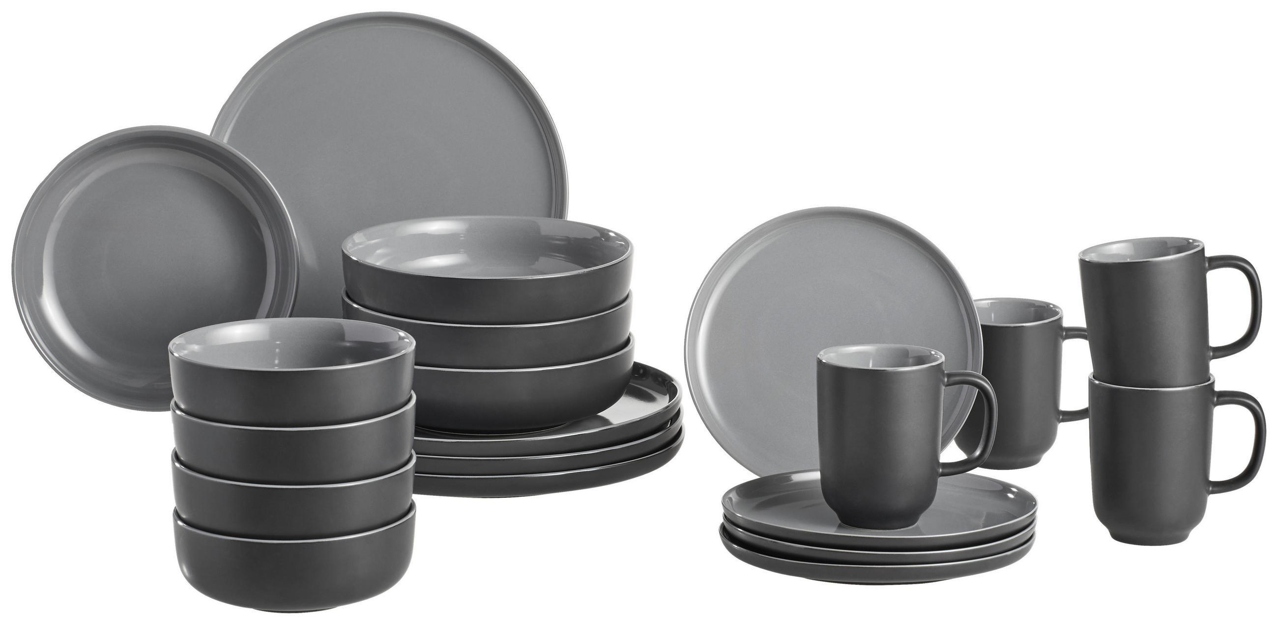 KOMBISERVICE Schwarz 20-teilig Jasper  - Schwarz, Basics, Keramik - Ritzenhoff Breker
