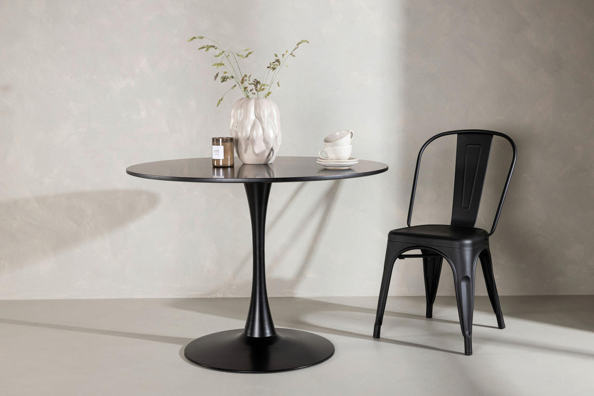 ESSTISCH in Metall, Holzwerkstoff 100/100/74 cm  - Schwarz, Design, Holzwerkstoff/Metall (100/100/74cm) - Livetastic