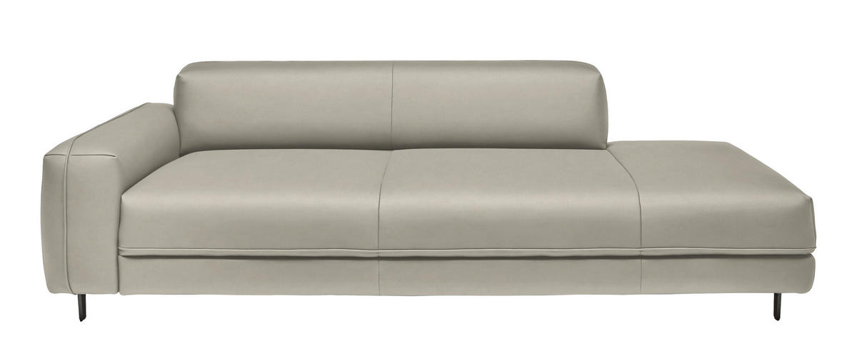 2,5-SITZER  in Echtleder Hellgrau   - Anthrazit/Hellgrau, Design, Leder/Metall (226/70/109cm) - Johann Jakob