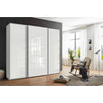 SCHWEBETÜRENSCHRANK 250/216/65 cm 3-türig Weiß, Weiß Hochglanz  - Weiß Hochglanz/Weiß, MODERN, Holzwerkstoff/Metall (250/216/65cm) - Hom`in
