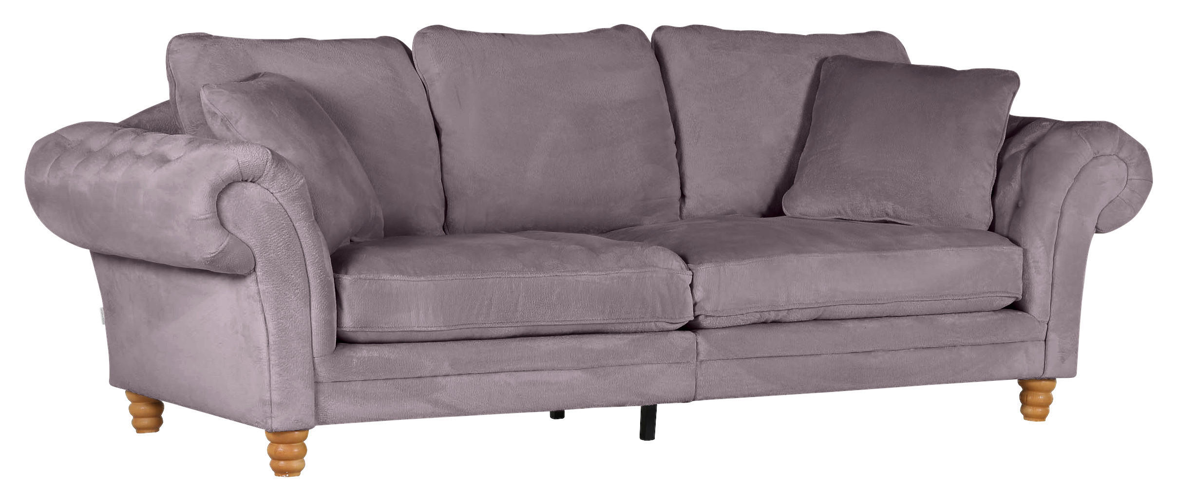 BIG SOFFA i plysch grå  - furufärgad/grå, Trend, trä/textil (273/85/110cm) - MID.YOU