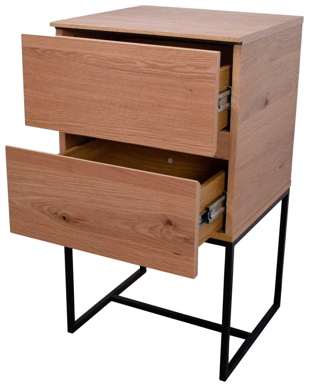 SÄNGBORD i faner ek svart, ekfärgad  - svart/ekfärgad, Klassisk, metall/trämaterial (42/75/40cm) - home24