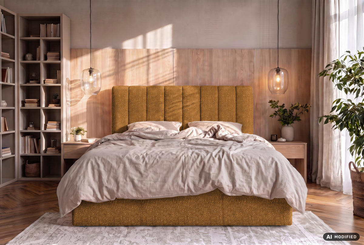 TAPECIRANI KREVET   180/200 cm   boje hrđe  - boje hrđe, Trend, tekstil/drvo (180/200cm) - Boxxx