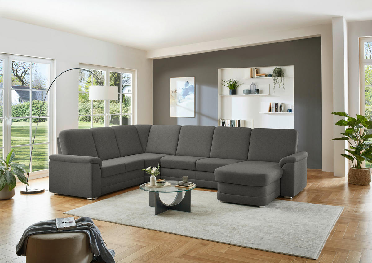 WOHNLANDSCHAFT  in Chenille Grau  - Alufarben/Grau, KONVENTIONELL, Holz/Textil (235/329/160cm) - Beldomo Comfort