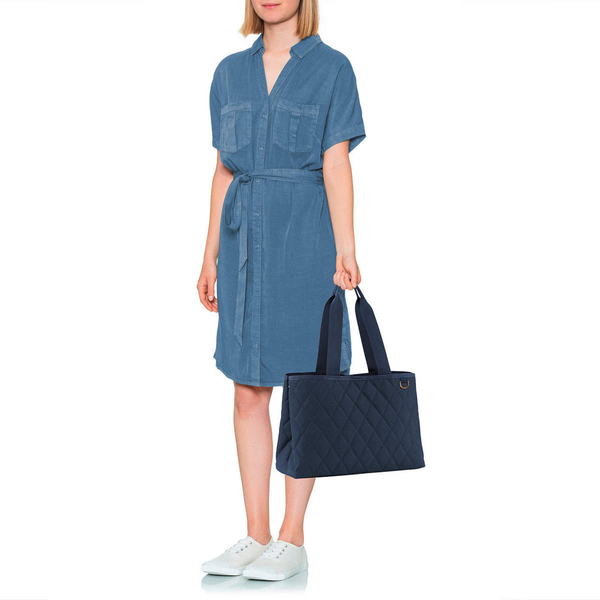 KABELKA SHOPPER tmavomodrá - tmavomodrá, Basics, textil/plast (39/28/16cm) - Reisenthel