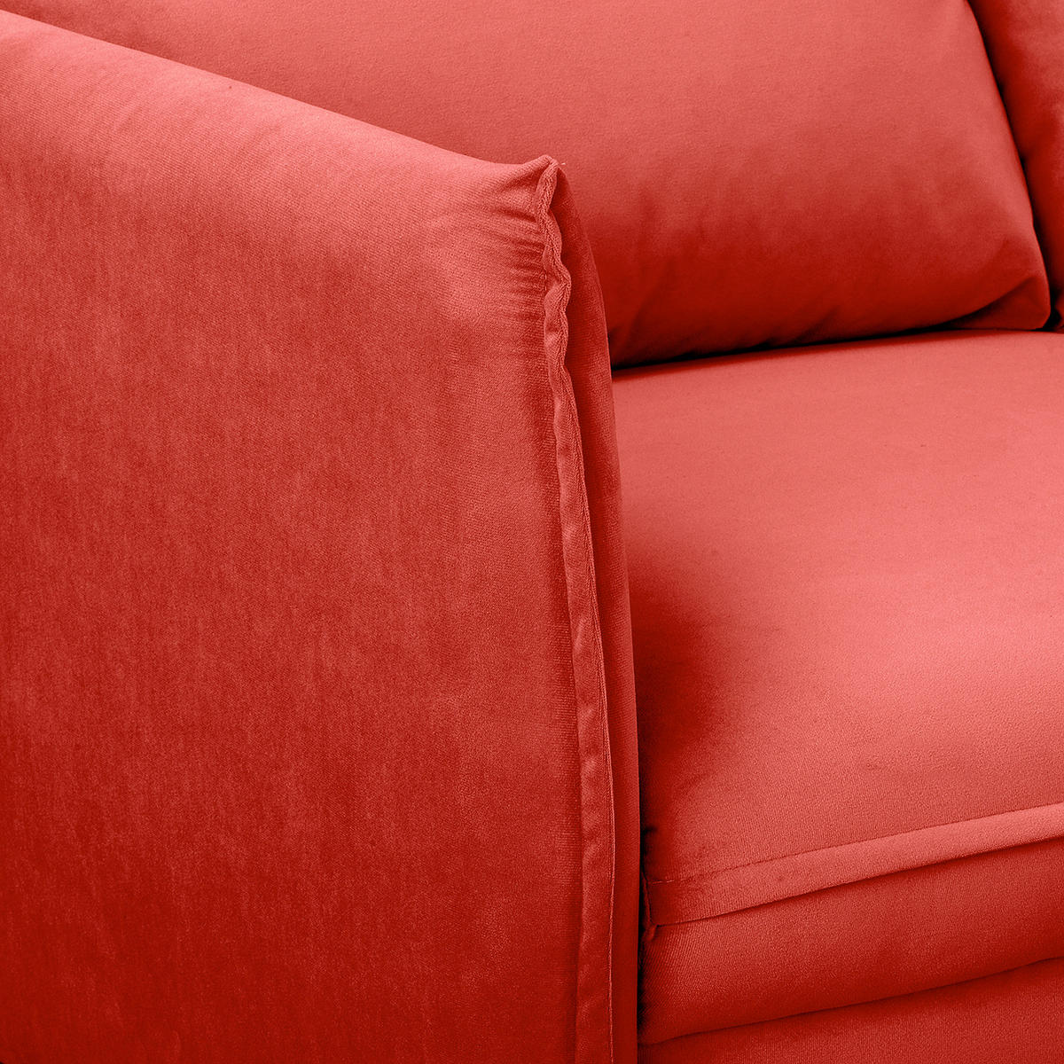 2-SITZER-SOFA Samt Rot  - Rot/Schwarz, Design, Holz/Textil (138/86/100cm) - P & B