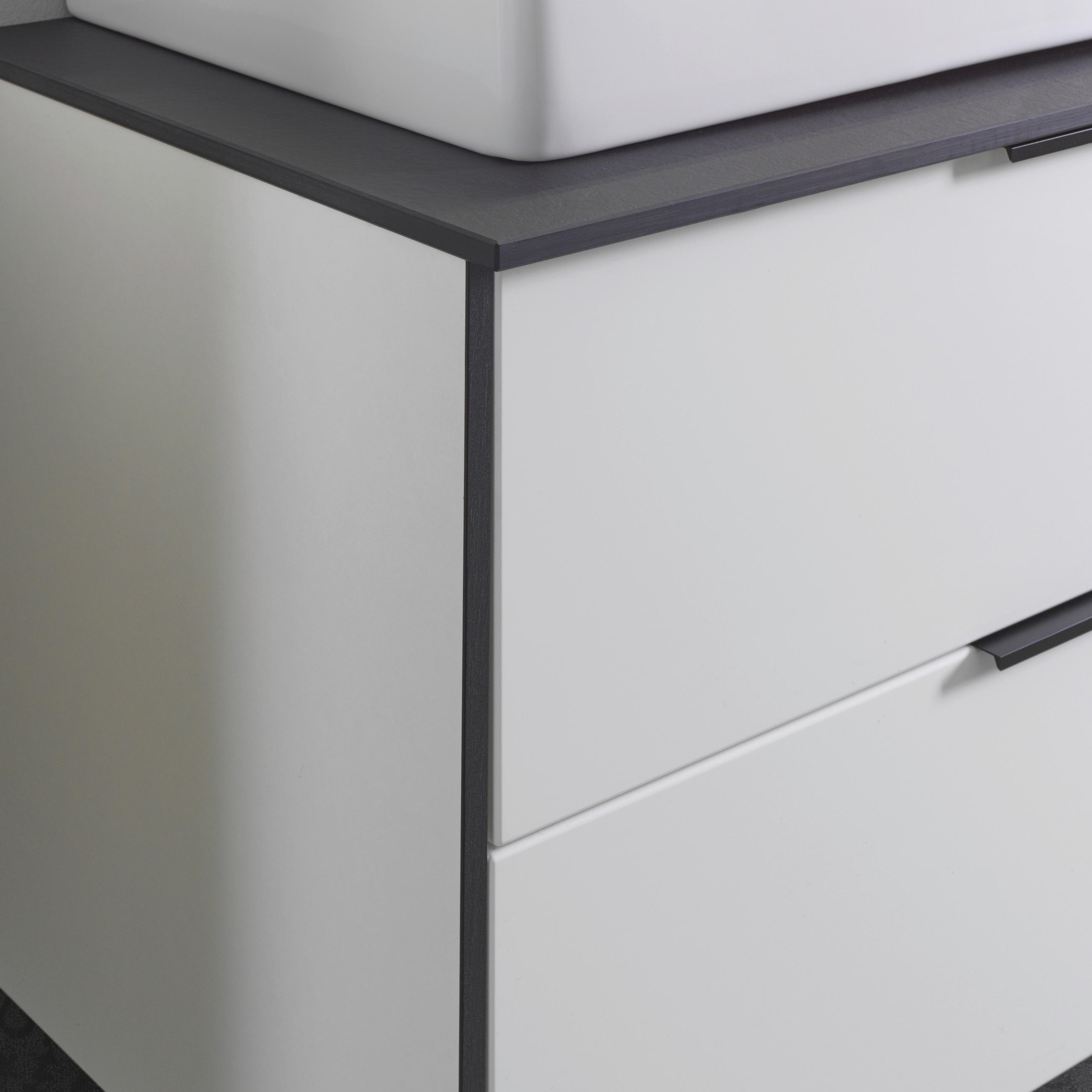 WASCHTISCHKOMBI 92,4 cm  - Weiß Hochglanz/Schwarz, MODERN, Keramik/Holzwerkstoff (92,4cm) - Voleo