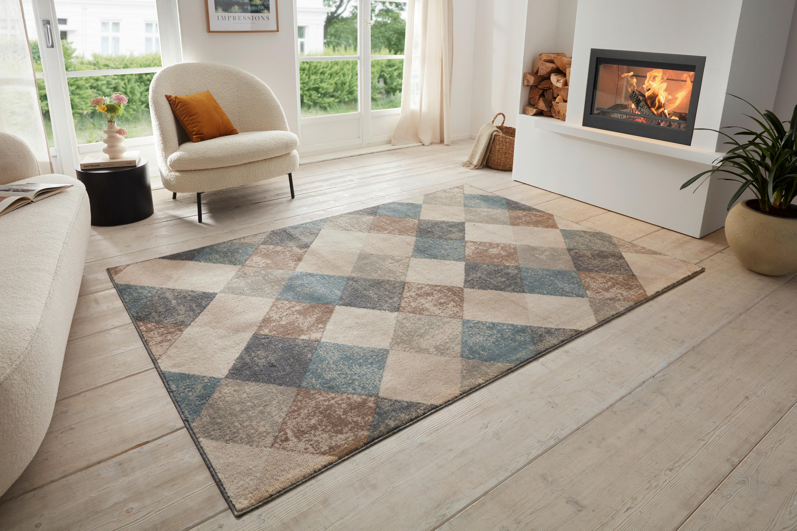 FLACHWEBETEPPICH 120/170 cm Terrain Creme, Multicolor  - Multicolor/Creme, Design, Kunststoff/Textil (120/170cm)