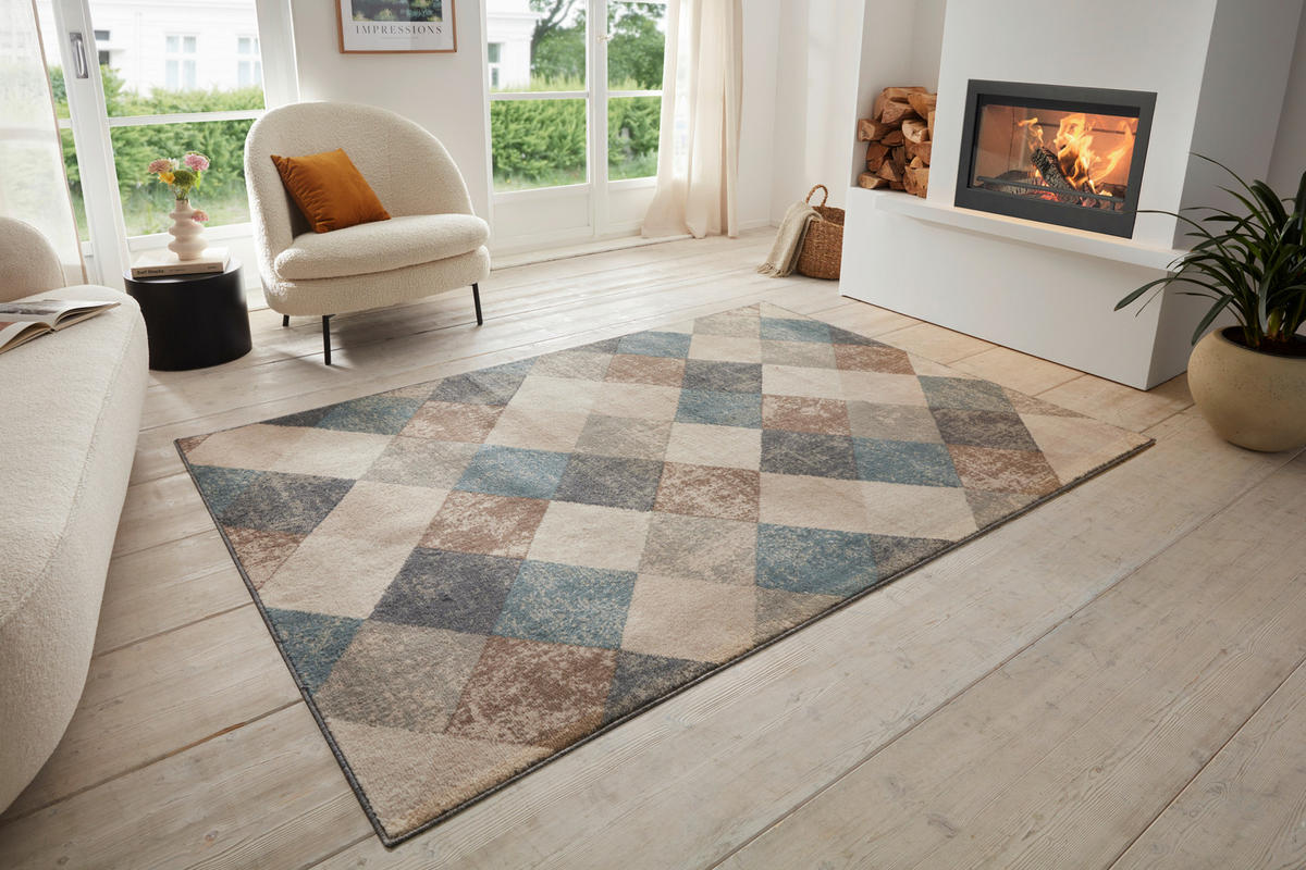 FLACHWEBETEPPICH 120/170 cm Terrain Creme, Multicolor  - Multicolor/Creme, Design, Kunststoff/Textil (120/170cm)