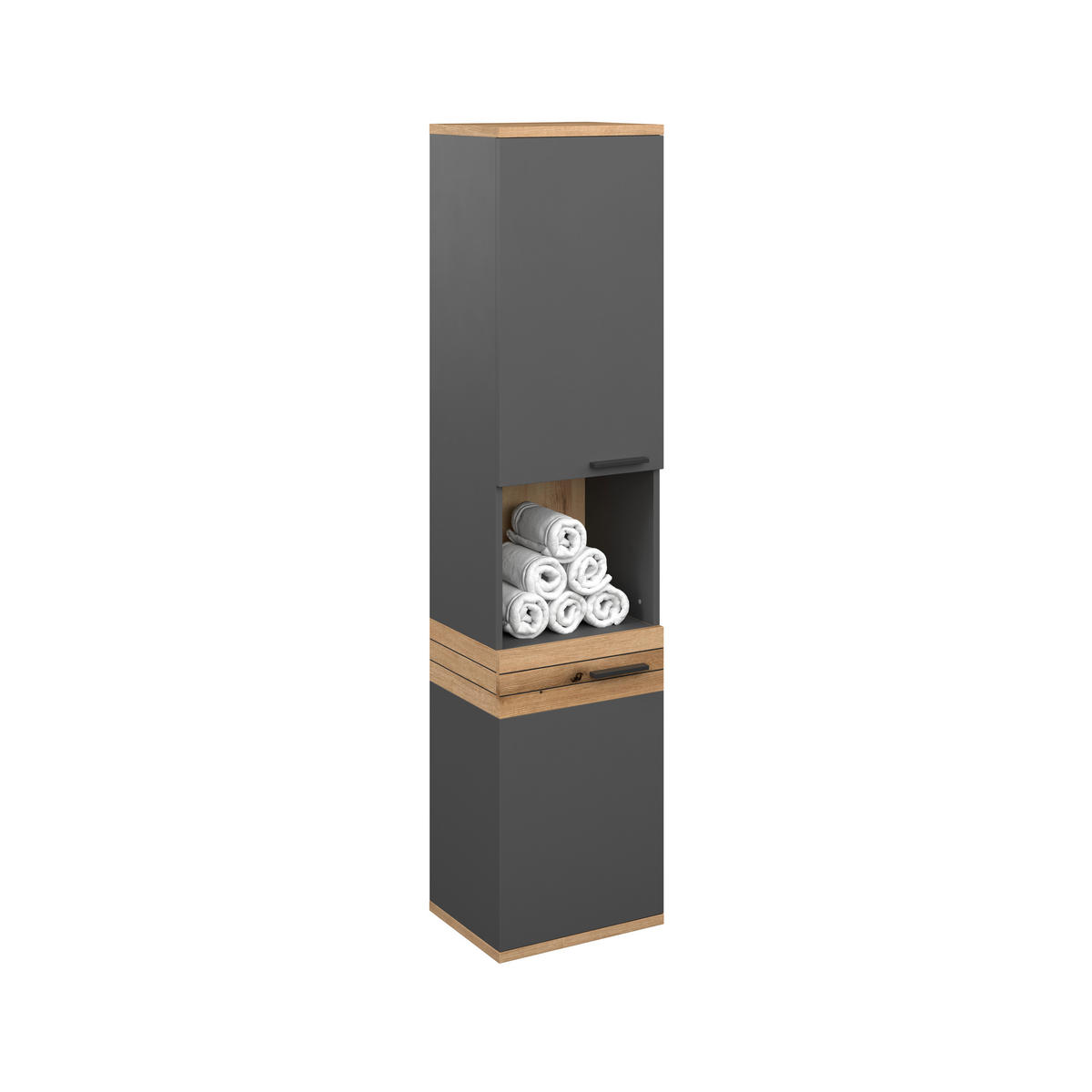 HOCHSCHRANK 40/170/30 cm  - Eichefarben/Anthrazit, MODERN, Holzwerkstoff/Kunststoff (40/170/30cm) - MID.YOU