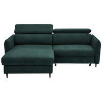 ECKSOFA in Samt Dunkelgrün  - Dunkelgrün/Schwarz, Design, Holz/Textil (185/232cm) - Stylife
