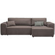 ECKSOFA in Plüsch Graubraun  - Graubraun/Blaugrau, Design, Kunststoff/Textil (288/152cm) - Xora