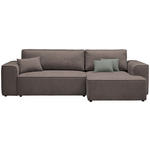 ECKSOFA in Plüsch Graubraun  - Graubraun/Blaugrau, Design, Kunststoff/Textil (288/152cm) - Xora