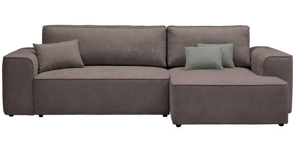 ECKSOFA in Plüsch Graubraun  - Graubraun/Blaugrau, Design, Kunststoff/Textil (288/152cm) - Xora