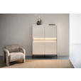 HIGHBOARD  111/150/40 cm 2 Schublade(n)  - Beige/Schwarz, Design, Holzwerkstoff/Metall (111/150/40cm) - Voleo