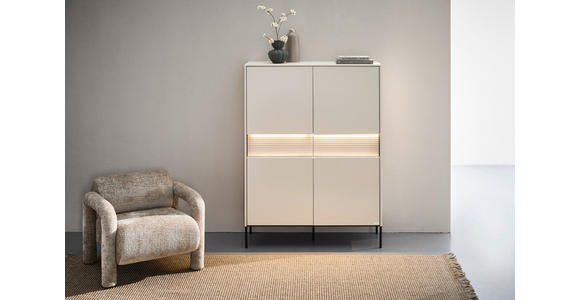HIGHBOARD  111/150/40 cm 2 Schublade(n)  - Beige/Schwarz, Design, Holzwerkstoff/Metall (111/150/40cm) - Voleo