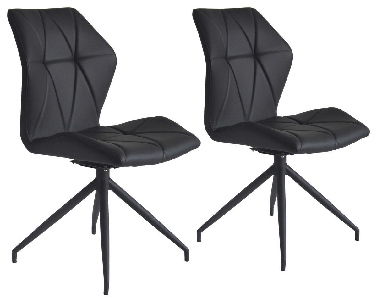 STUHL-SET  in Stahl  - Schwarz, KONVENTIONELL, Textil/Metall (52/90,5/62cm) - MID.YOU