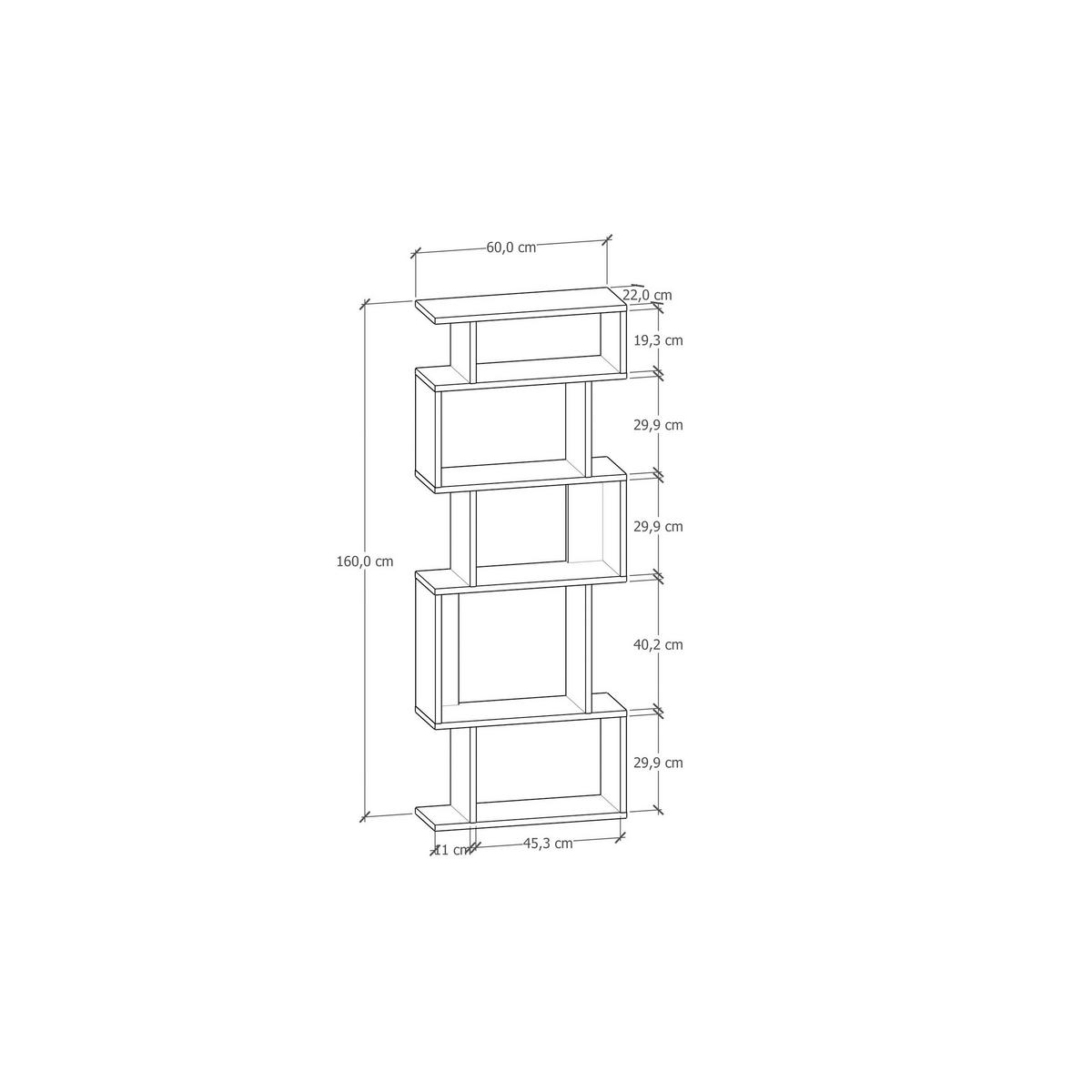REGAL  60/160/22 cm Anthrazit, Eiche dunkel  - Eiche dunkel/Anthrazit, Design, Holzwerkstoff (60/160/22cm) - Livetastic