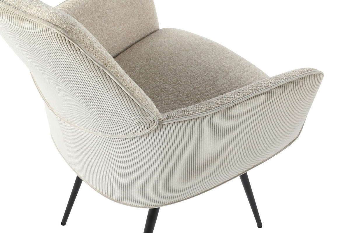 STOLICA S NASLONOM ZA RUKE  krem  metal, tekstil      - crna/krem, Design, metal/tekstil (60/86/62cm)