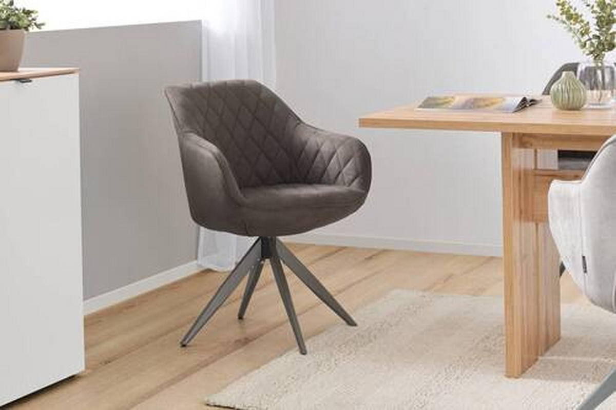 ARMLEHNSTUHL  in Eisen Webstoff  - Dunkelgrau, MODERN, Textil/Metall (59/84/59cm) - Livetastic