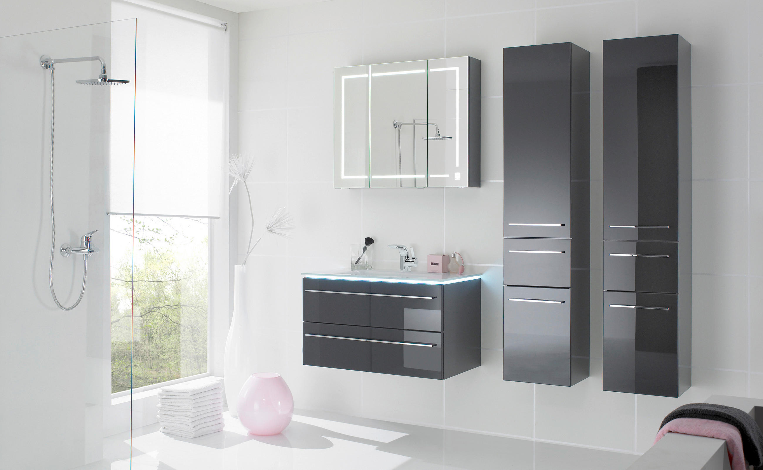 BADEZIMMER  in  - Anthrazit/Dunkelbraun, Design, Glas/Keramik - Leonardo Living