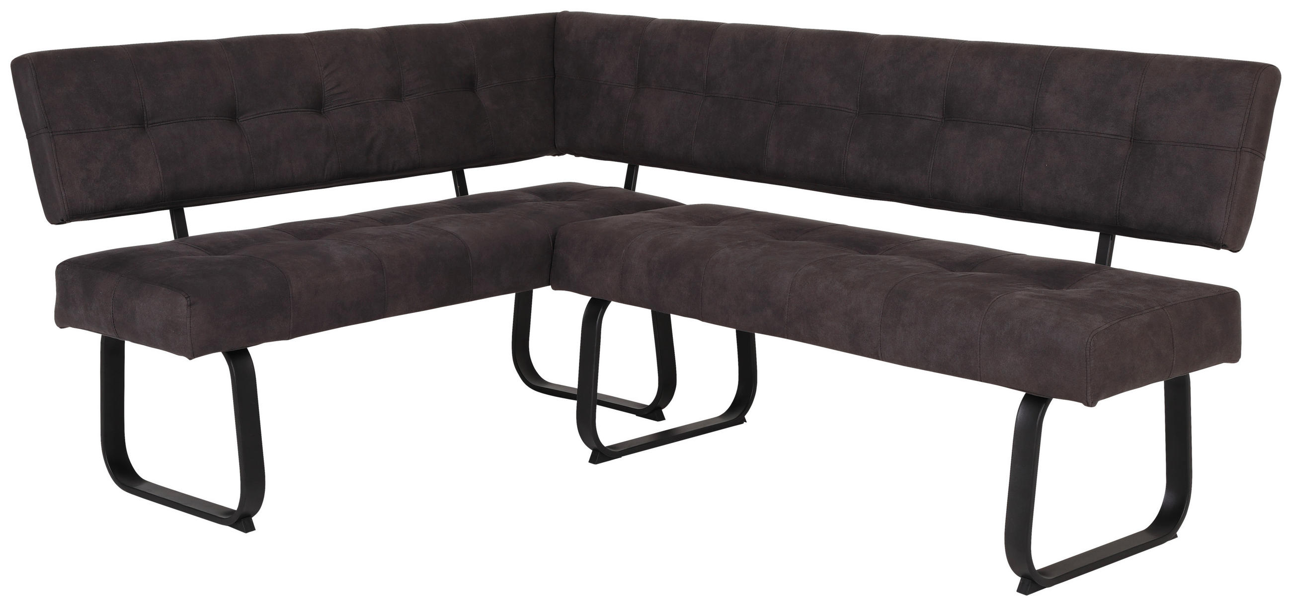 ECKBANK 152/202 cm Mikrofaser Dunkelgrau Metall   - Dunkelgrau/Anthrazit, MODERN, Textil/Metall (152/202cm) - Carryhome