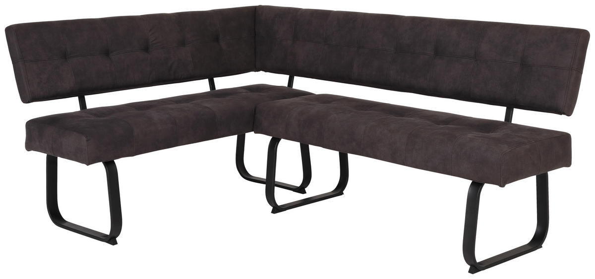 ECKBANK 152/202 cm Mikrofaser Dunkelgrau Metall   - Dunkelgrau/Anthrazit, MODERN, Textil/Metall (152/202cm) - Carryhome