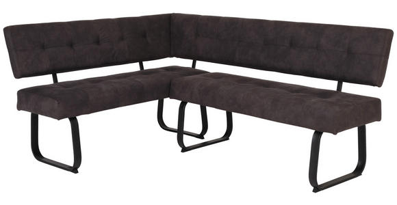 ECKBANK 152/202 cm Mikrofaser Dunkelgrau Metall - Dunkelgrau/Anthrazit, MODERN, Textil/Metall (152/202cm) - Carryhome