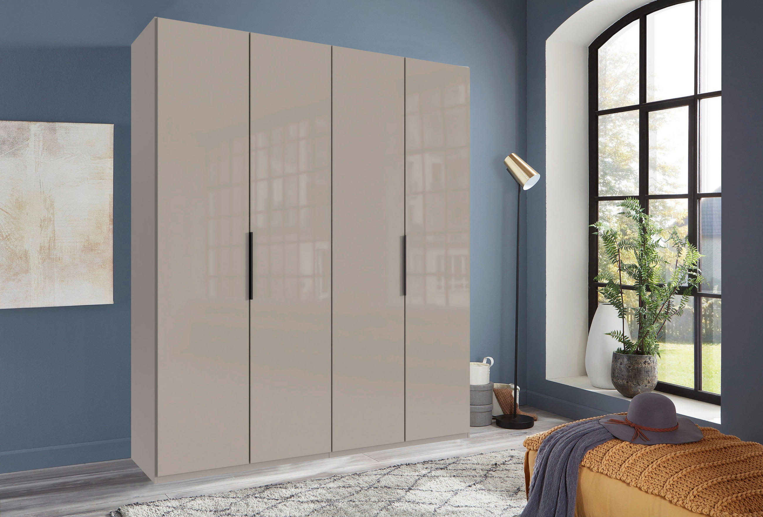 DREHTÜRENSCHRANK  in Sahara  - Schwarz/Sahara, KONVENTIONELL, Glas/Holzwerkstoff (200/236/58cm) - Hom`in