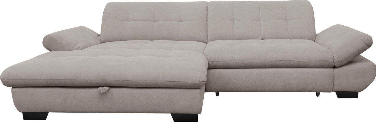 ECKSOFA in Mikrofaser Hellgrau  198/290 cm  - Hellgrau/Schwarz, Design, Textil/Metall (198/290cm) - Xora