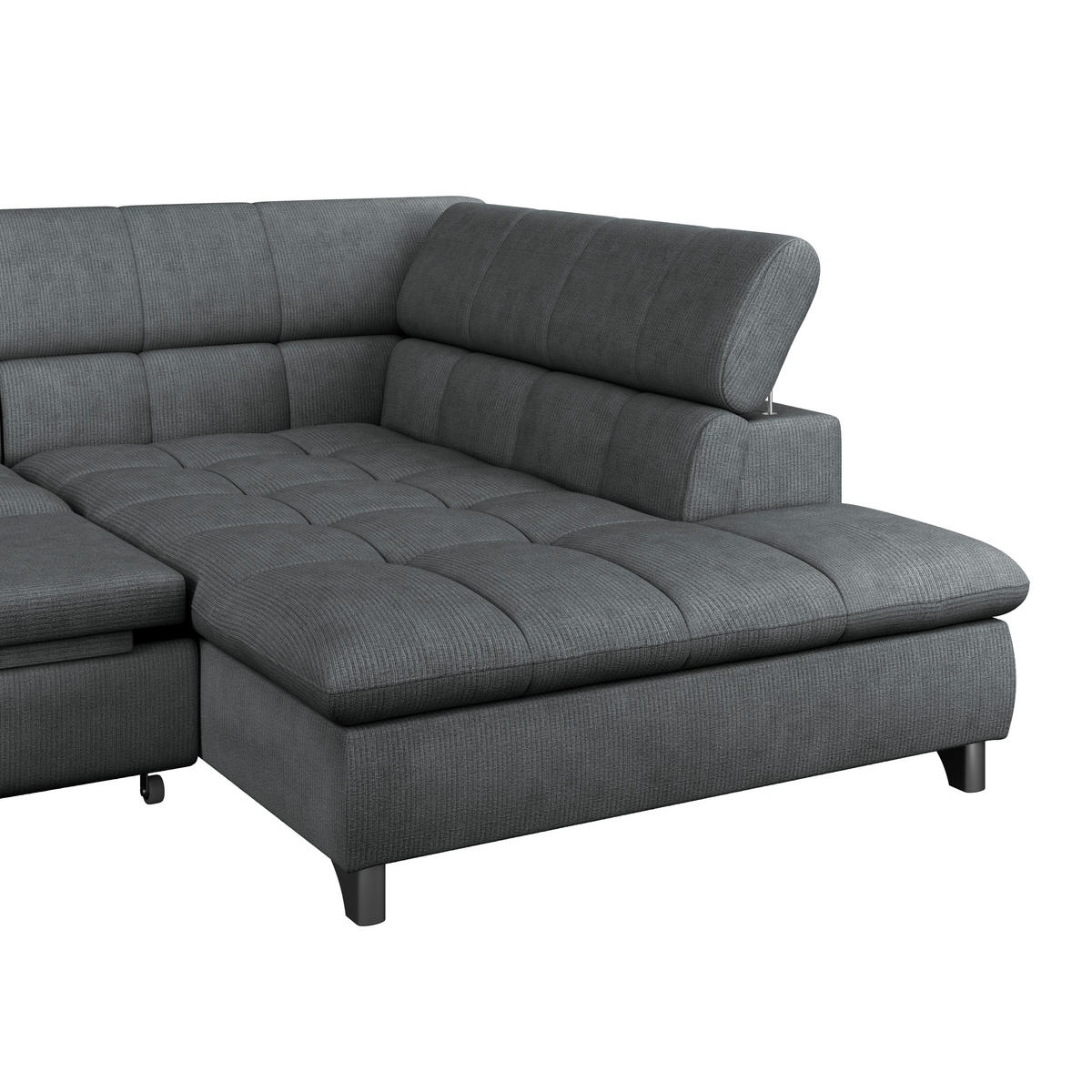 ECKSOFA Graphitfarben Chenille  - Chromfarben/Graphitfarben, KONVENTIONELL, Textil/Metall (312/234cm) - Livetastic