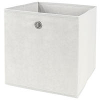 SKLADACÍ BOX, kov, textil, papier,  - biela/farba ušľachtilej ocele, Basics, kov/textil (32/32/32cm) - Landscape