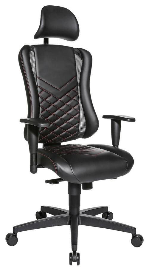 DREHSTUHL Lederlook Schwarz  - Rot/Schwarz, Design, Kunststoff/Textil (47,5/99-127/44cm) - Dieter Knoll