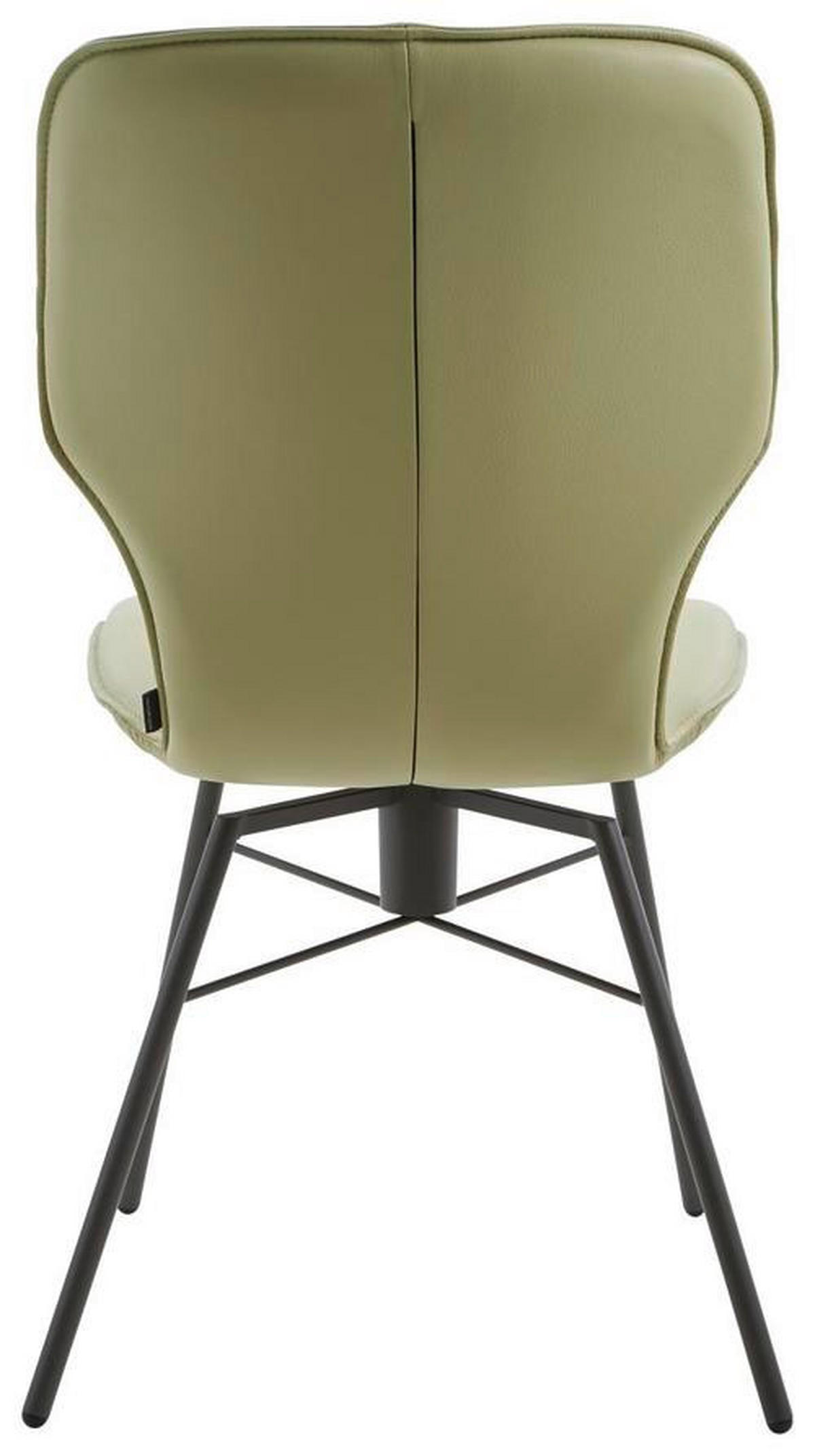 STUHL Echtleder Olivgrün  - Dunkelgrau/Olivgrün, Design, Leder/Metall (49/95/63cm) - Musterring