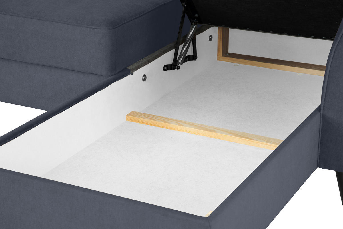 ECKSOFA in Velours Dunkelgrau  - Dunkelgrau/Schwarz, Konventionell, Holz/Textil (244/159cm) - Carryhome
