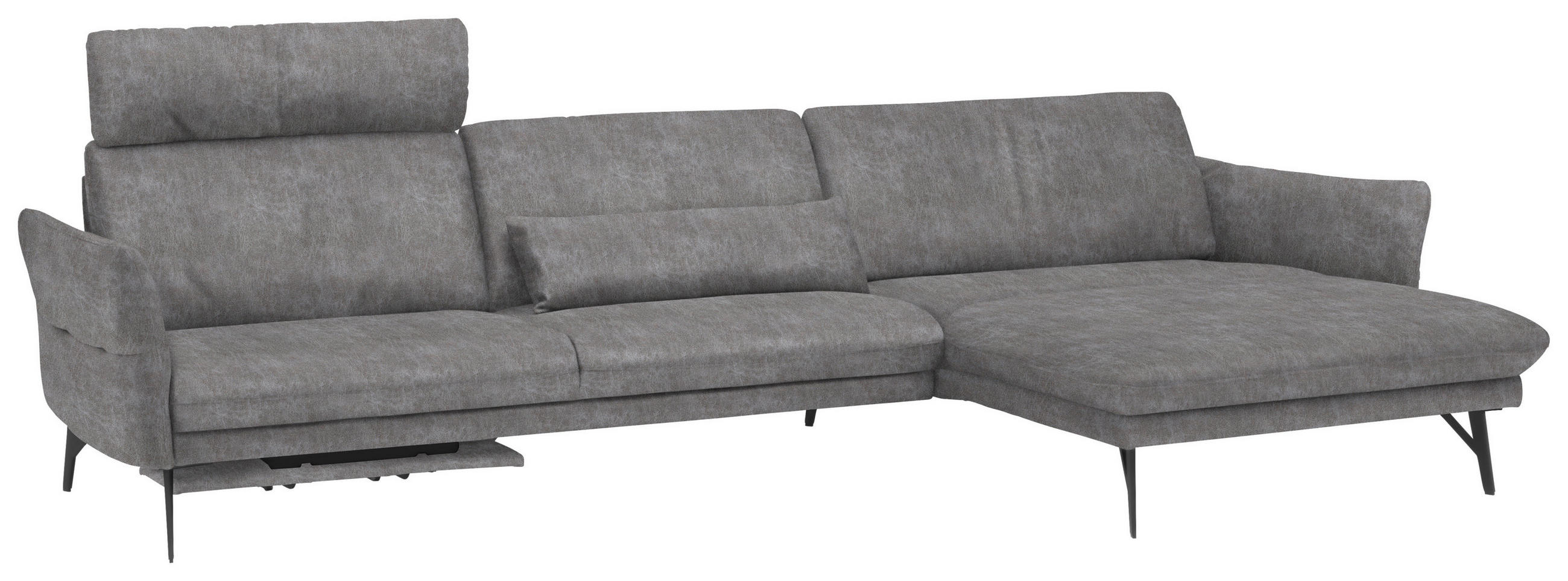 ECKSOFA in Lederlook Hellgrau  - Anthrazit/Hellgrau, Design, Textil/Metall (330/174cm) - Himolla