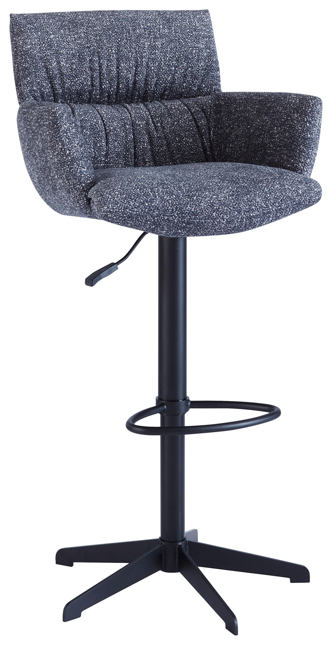 BARHOCKER Leinenoptik Anthrazit Eisen Sitzfläche 360° drehbar, automatische Rückholfunktion  - Anthrazit/Schwarz, Design, Textil/Metall (58/88-112/58cm) - Dieter Knoll