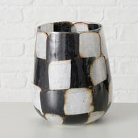 WINDLICHT Schwarz, Weiß 12,5/14,5 cm  - Schwarz/Weiß, Basics, Glas (12,5/14,5cm) - Boltze Home